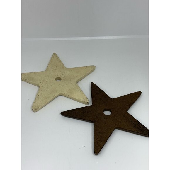 Set of 2 Cast Iron Texas Star Anchor Plates 6.5" Wall Decor Center Hole Rustic - Picture 4 of 8